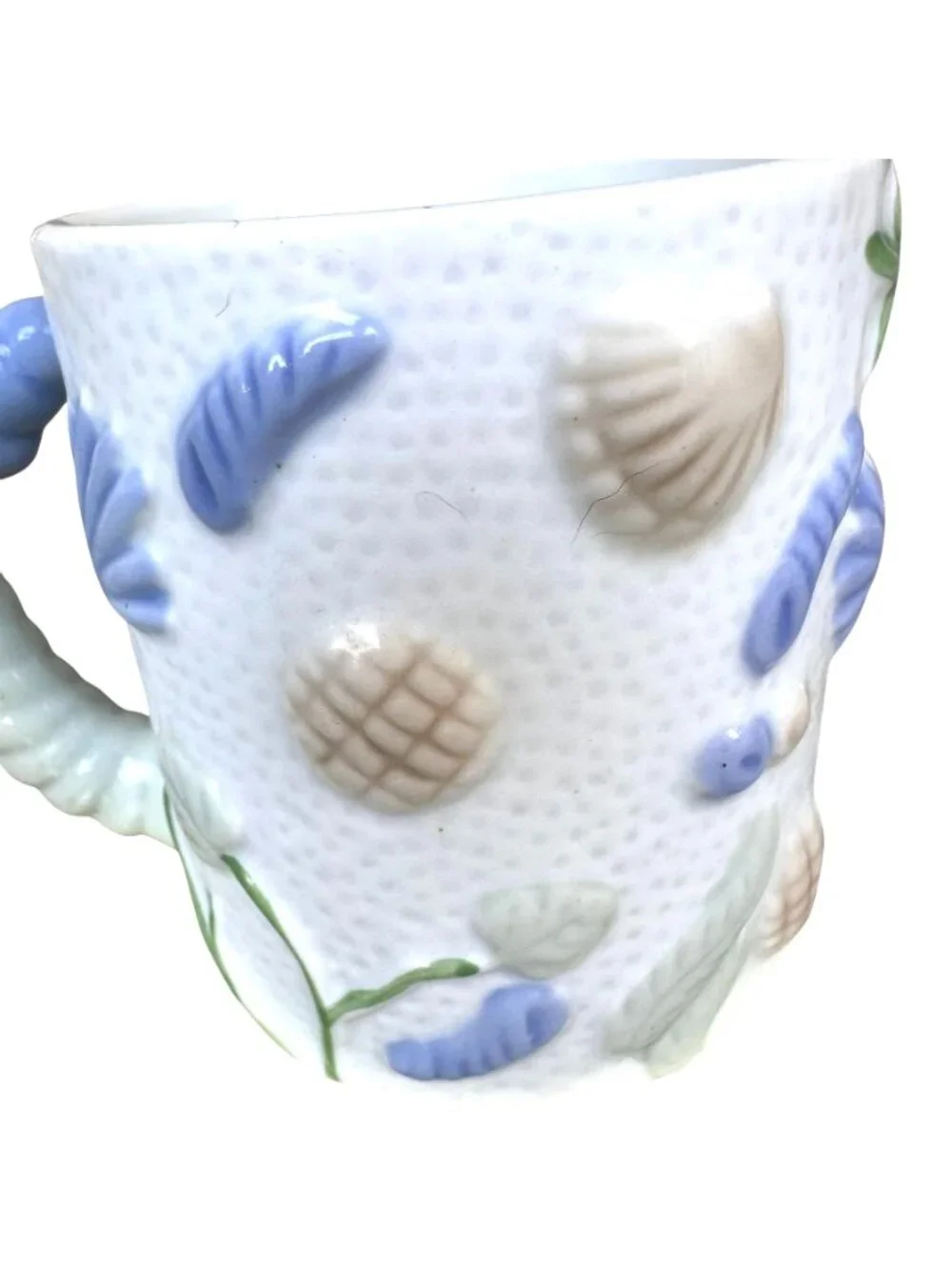 Vintage Handmade Savannah Georgia Cup Pottery Seashells Starfish Coast Beach